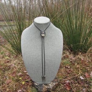 Gothic Skeleton Cameo Bolo Tie Style Necklace Vintage Victorian Inspired Goth